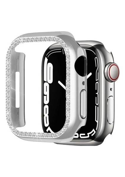 Apple Watch 7 41MM Uyumlu Zore Watch Gard 05 Sert Pc Koruyucu, Gümüş