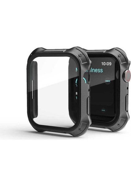 Apple Watch 7 41MM Uyumlu Tank Zırh Kasa ve Ekran Koruyucu Zore Watch Gard 10, Siyah