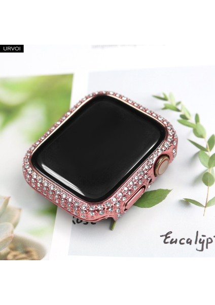 Apple Watch 7 45MM Uyumlu Zore Watch Gard 24 Kenarları Taşlı Sert Pc Kasa ve Ekran Koruyucu, Pembe fırsatları