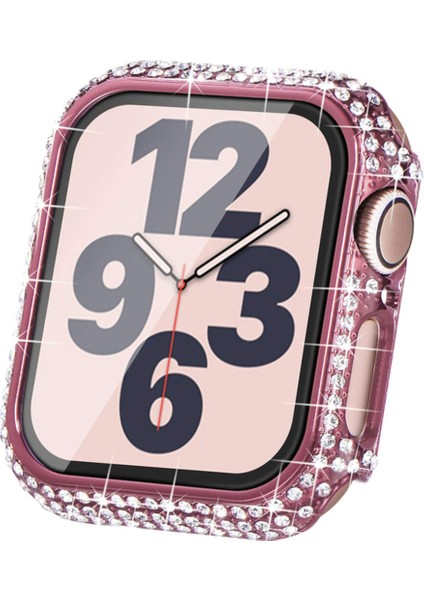 Apple Watch 7 45MM Uyumlu Zore Watch Gard 24 Kenarları Taşlı Sert Pc Kasa ve Ekran Koruyucu, Pembe indirimleri