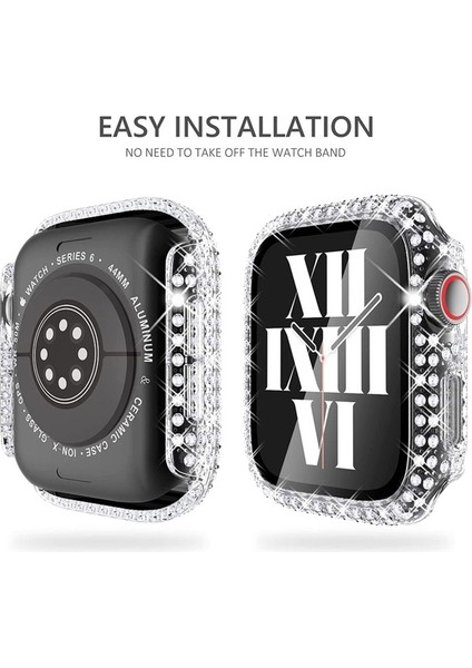 Apple Watch 7 41MM Uyumlu Zore Watch Gard 24 Kenarları Taşlı Sert Pc Kasa ve Ekran Koruyucu, Renksiz fiyatları