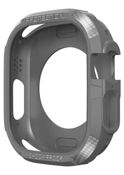 Apple Watch Uyumlu Ultra 49MM Silikon Tpu Kasa Koruyucu Zore Watch Gard 17, Gri