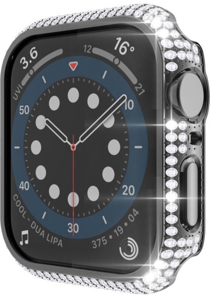 Apple Watch 7 41MM Uyumlu Zore Watch Gard 24 Kenarları Taşlı Sert Pc Kasa ve Ekran Koruyucu, Siyah fiyatları