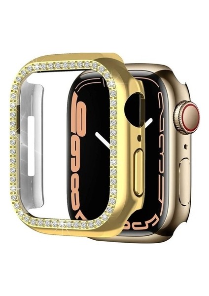 Apple Watch 7 45MM Uyumlu Zore Watch Gard 05 Sert Pc Koruyucu, Gold