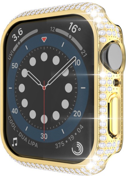 Apple Watch 7 45MM Uyumlu Zore Watch Gard 24 Kenarları Taşlı Sert Pc Kasa ve Ekran Koruyucu, Gold fiyatları