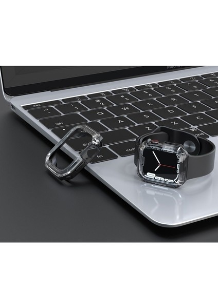 Apple Watch 7 45MM Uyumlu Zore Watch Gard 08 Sert Pc + Silikon Koruyucu, Füme fiyatları
