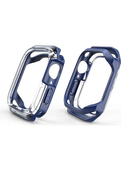Apple Watch 7 45MM Uyumlu Zore Watch Gard 08 Sert Pc + Silikon Koruyucu, Mavi fiyatları