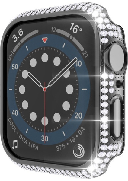 Apple Watch 7 45MM Uyumlu Zore Watch Gard 24 Kenarları Taşlı Sert Pc Kasa ve Ekran Koruyucu, Siyah fırsatları