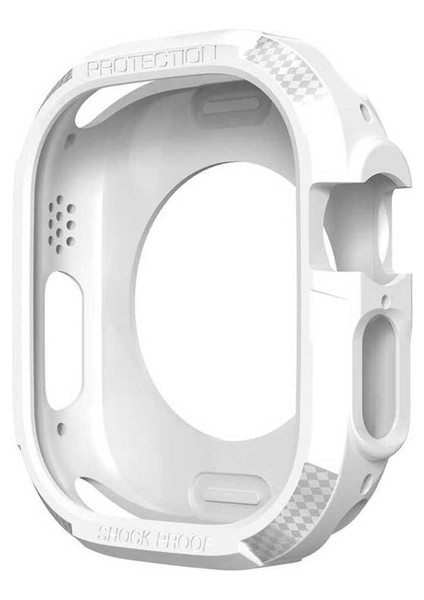 Apple Watch Ultra 49MM Uyumlu Silikon Tpu Kasa Koruyucu Zore Watch Gard 17, Beyaz