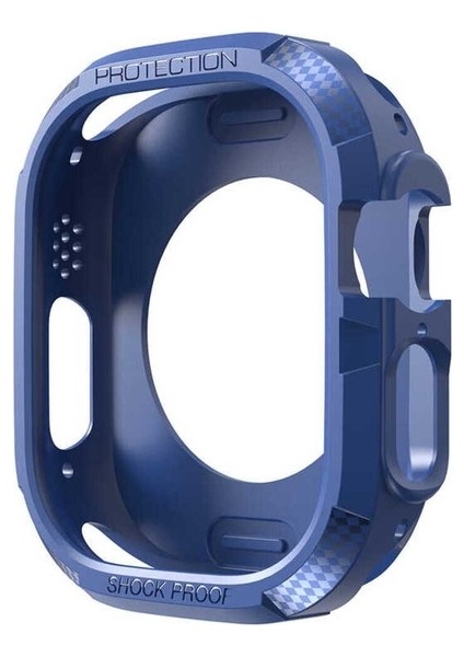 Apple Watch Ultra 49MM Uyumlu Silikon Tpu Kasa Koruyucu Zore Watch Gard 17, Mavi
