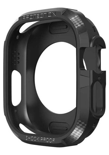 Apple Watch Ultra 49MM Uyumlu Silikon Tpu Kasa Koruyucu Zore Watch Gard 17, Siyah