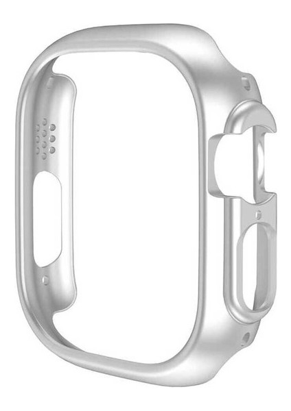 Apple Watch Ultra 49MM Uyumlu Sert Pc Kasa Koruyucu Zore Watch Gard 18, Gümüş