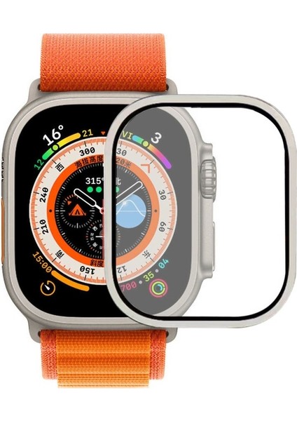 Apple Watch Ultra 49MM Uyumlu Zore Alm-02 Metal Çerçeveli Ekran Koruyucu