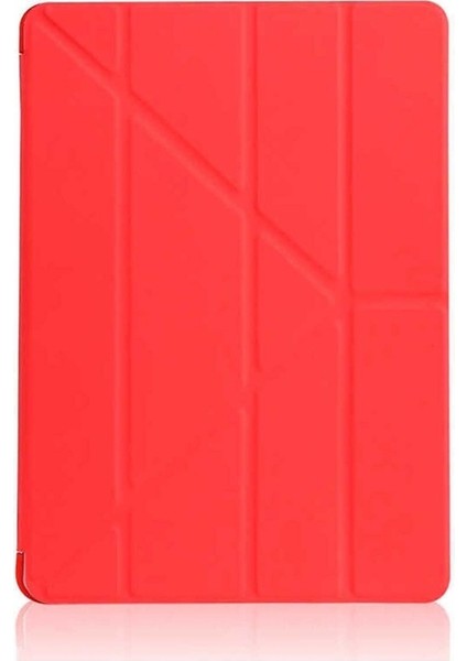 Apple iPad 10.2 2021 (9.nesil) Uyumlu Kılıf Zore Tri Folding Standlı Kılıf, Kırmızı