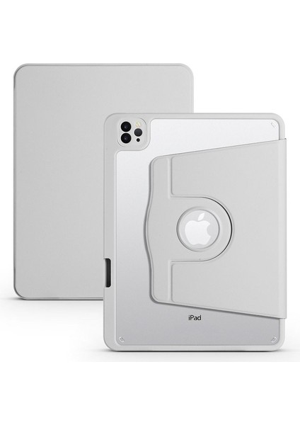 Apple iPad 10.9 2022 (10.nesil) Uyumlu Kılıf Zore Termik Kalem Bölmeli Dönebilen Standlı Kılıf, Gri