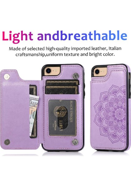 IPhone 6/6s Pu Deri Çift Düğmeler Için Kart Tutucu Kılıf ile Cüzdan (Yurt Dışından)