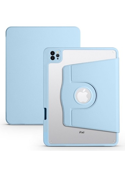 Apple iPad 10.9 2022 (10.nesil) Uyumlu Kılıf Zore Termik Kalem Bölmeli Dönebilen Standlı Kılıf, Mavi