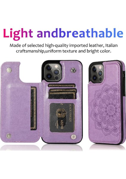 IPhone 12 Için Kart Tutucu Kılıf ile Cüzdan Pro Max Desen Çiçek Pu Flip (Yurt Dışından) modelleri