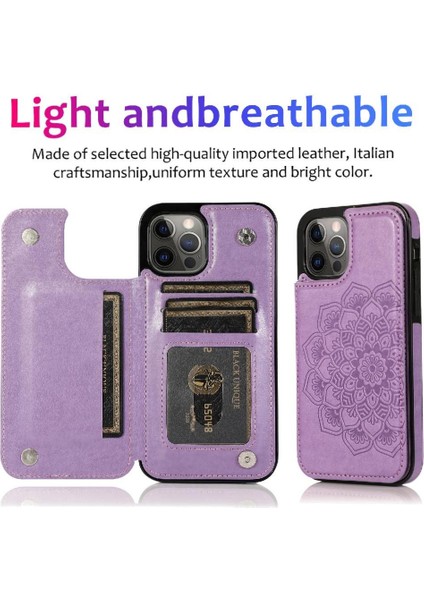 IPhone 12 Için Kart Tutucu Kılıf ile Cüzdan Pro Max Desen Çiçek Pu Flip (Yurt Dışından) fırsatları