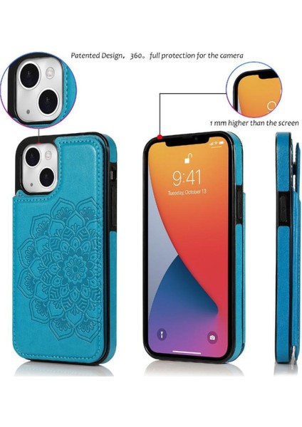 IPhone 13 Için Kart Tutucu Kılıf ile Cüzdan Kabartmalı Mandala Pu Deri (Yurt Dışından)