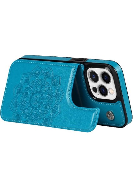 IPhone 13 Için Kart Tutucu Kılıf ile Cüzdan Pro Kabartmalı Mandala Desen Pu (Yurt Dışından)
