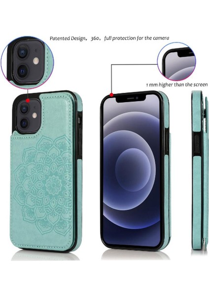 IPhone 12 Desen Çiçek Pu Deri Flip Için Kart Tutucu Kılıf ile Cüzdan (Yurt Dışından)