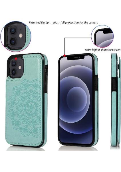 IPhone 12 Mini Kabartmalı Mandala Pu Flip Için Kart Tutucu Kılıf ile Cüzdan (Yurt Dışından) fiyatları