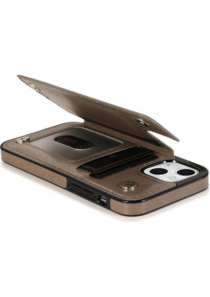 IPhone 15 Için Kart Tutucu Kılıf ile Cüzdan Çevirme Darbeye Dayanıklı Kabartmalı Çift (Yurt Dışından)