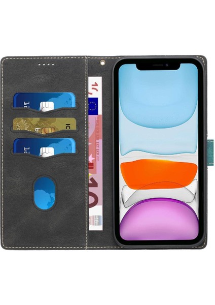 IPhone 12 Mini Bilek Kayışı Kart Yuvası Kickstand Çizik Için Cüzdan Kılıf (Yurt Dışından)