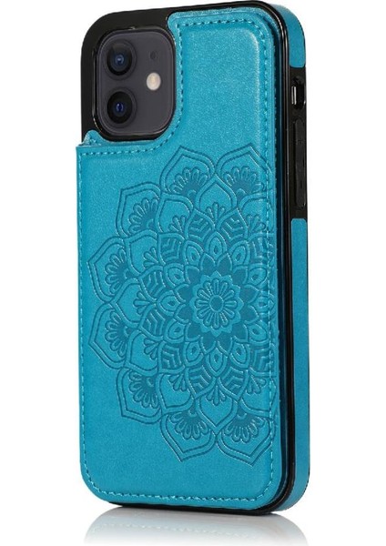 IPhone 12 Desen Çiçek Pu Deri Flip Için Kart Tutucu Kılıf ile Cüzdan (Yurt Dışından)