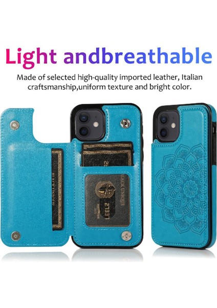 IPhone 12 Desen Çiçek Pu Deri Flip Için Kart Tutucu Kılıf ile Cüzdan (Yurt Dışından)