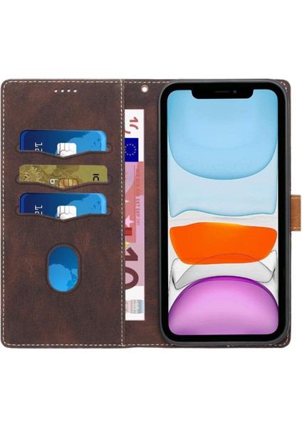 IPhone 12 Mini Bilek Kayışı Kart Yuvası Kickstand Çizik Için Cüzdan Kılıf (Yurt Dışından)