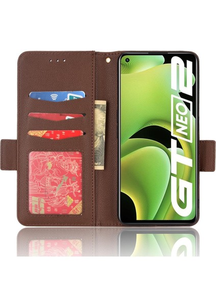 Realme Gt Neo 2 Pu Deri Manyetik Kart Yuvaları Tutucu Yan Toka Için Kılıf (Yurt Dışından)
