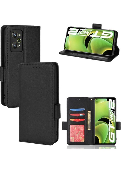 Realme Gt Neo 2 Pu Deri Manyetik Kart Yuvaları Tutucu Yan Toka Için Kılıf (Yurt Dışından)