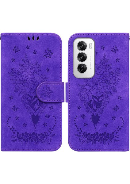 Oppo Oppo 12 5g Için Kickstand Cüzdan Kılıf Kabartma Gül Çiçekler Flip Pu (Yurt Dışından)
