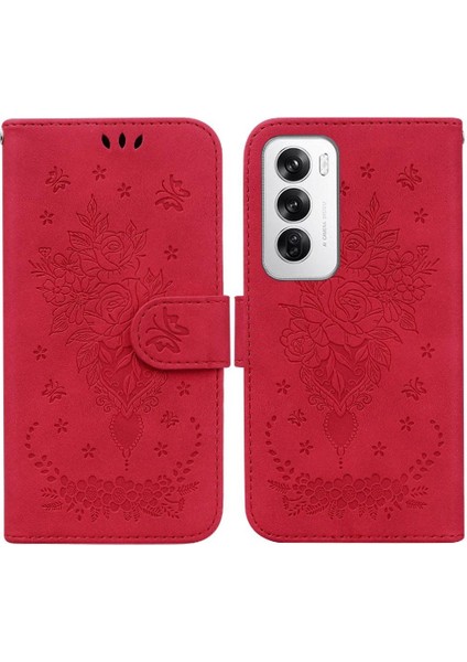 Oppo Oppo 12 5g Için Kickstand Cüzdan Kılıf Kabartma Gül Çiçekler Flip Pu (Yurt Dışından)