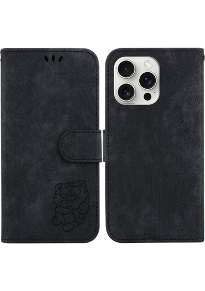 IPhone 16 Için Kılıf Pro Tutucu Kapak Kabartmalı Sevimli Kaplan Cüzdan Kılıf Kart (Yurt Dışından)