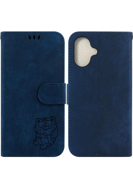 IPhone 16 Için Kılıf Artı Cüzdan Durumda Kabartmalı Sevimli Kaplan Kartı Cep Flip (Yurt Dışından)