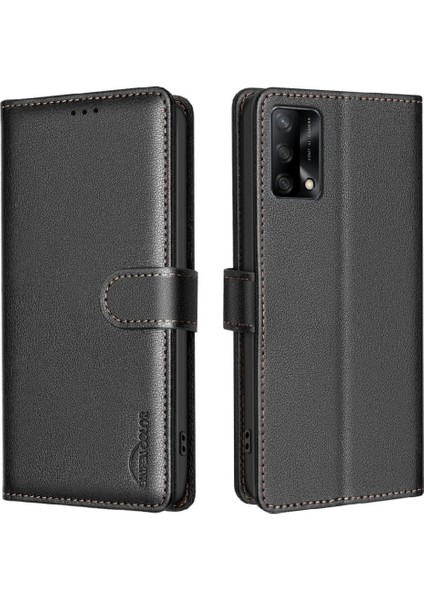 Oppo A74 4g Manyetik Kart Tutucu Için Flip Case Kickstand Cüzdan Rfıd Pu (Yurt Dışından)