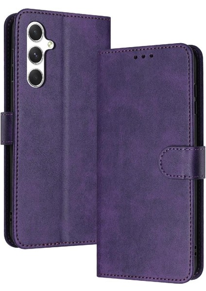 Kart Yuvası Saf Renk ile Samsung Galaxy M54 Pu Deri Için Flip Case (Yurt Dışından)