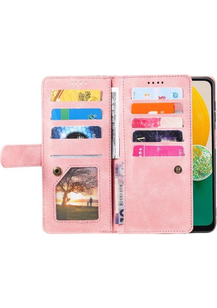 Samsung Galaxy M55 Pu Deri Kickstand Cüzdan 9 Kart Yuvaları Için Flip Case (Yurt Dışından)