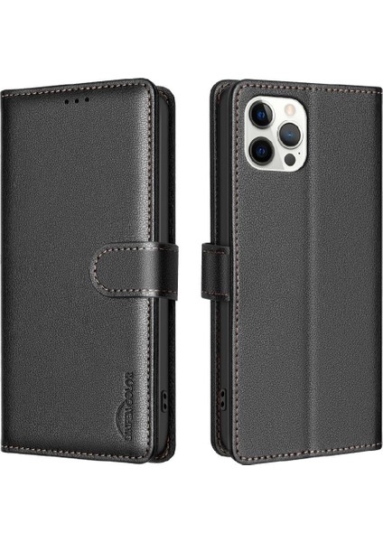 IPhone 12 Için Flip Case Pro Max Pu Deri Rfıd Engelleme Cüzdan Manyetik (Yurt Dışından)