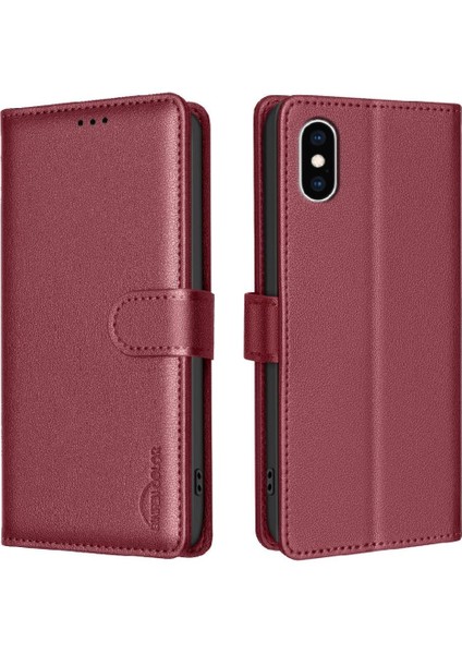 IPhone Xs Max Cüzdan Manyetik Kart Tutucu Kickstand Rfıd Pu Için Flip Case (Yurt Dışından)