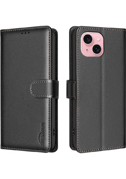 IPhone 14 Için Flip Case Artı Pu Deri Rfıd Engelleme Kart Tutucu Cüzdan (Yurt Dışından)