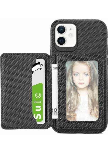 IPhone 12 Için Kılıf Mini Manyetik Kart Tutucu Standı Fonksiyonu Rfıd Engelleme (Yurt Dışından)