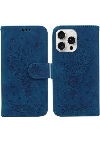 IPhone 16 Için Kılıf Pro Max Kabartma Gül Çiçekler Cüzdan Kılıf Kickstand Flip (Yurt Dışından)