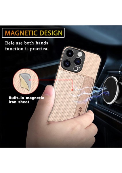 IPhone 15 Için Kılıf Pro Max Standı Fonksiyonu Manyetik Kart Tutucu Komple (Yurt Dışından)