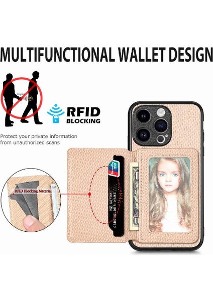 IPhone 15 Için Kılıf Pro Max Standı Fonksiyonu Manyetik Kart Tutucu Komple (Yurt Dışından)