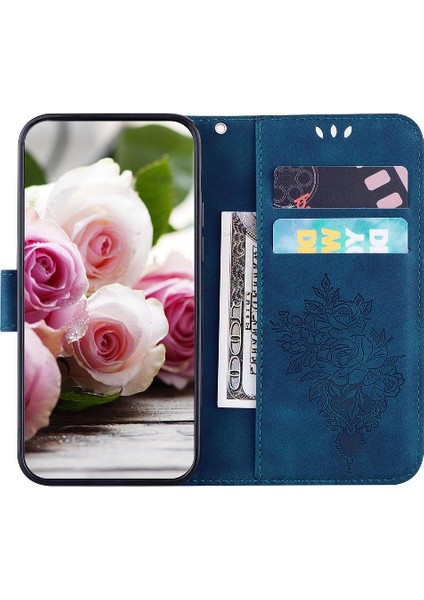 Huawei Nova 12 Kart Yuvaları Için Kılıf Kickstand Kabartma Gül Çiçekler Cüzdan Pu (Yurt Dışından) modelleri