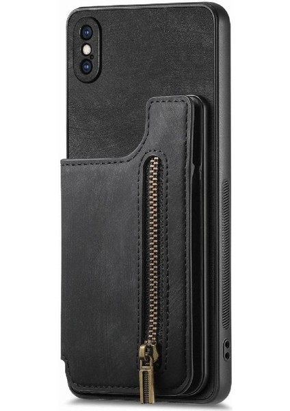 IPhone X/xs Vintage Fermuar Cüzdan Katlanabilir Arka Kapak Standı (Yurt Dışından)